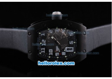 Richard Mille RM 005 PVD Case Black Dial with White Number Marking and Balck Leather Strap