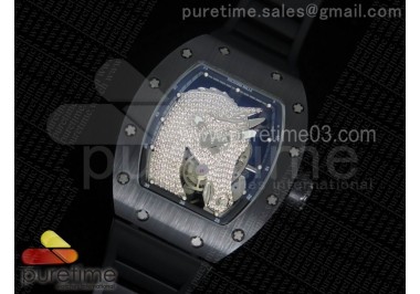 RM52-02 Diamonds Horse Unique Piece Real Ceramic on Black Rubber Strap MIYOTA8215