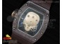 RM052 Brown Ceramic Full Paved Diamonds Skull Dial on Brown Rubber Strap MIYOTA8215