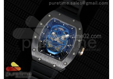 RM052 Black Ceramic Blue Skull Dial on Black Rubber Strap MIYOTA8215