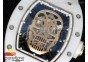 RM052 White Ceramic Gold Skull Dial on White Rubber Strap MIYOTA8215