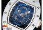 RM052 White Ceramic Blue Skull Dial on White Rubber Strap MIYOTA8215