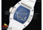 RM052 White Ceramic Blue Skull Dial on White Rubber Strap MIYOTA8215