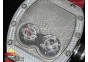 RM053 SS Fake Tourbillon Full Paved Diamonds Skeleton Dial on Red Rubber Strap A2824