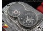 RM053 SS Fake Tourbillon Full Paved Diamonds Skeleton Dial on Red Rubber Strap A2824