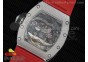 RM053 SS Fake Tourbillon Full Paved Diamonds Skeleton Dial on Red Rubber Strap A2824