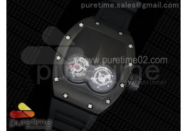 RM053 PVD Fake Tourbillon Skeleton Dial on Black Rubber Strap A2824