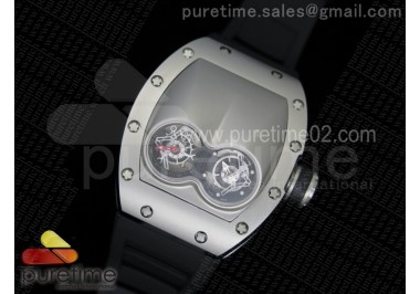 RM053 SS Fake Tourbillon Skeleton Dial on Black Rubber Strap A2824