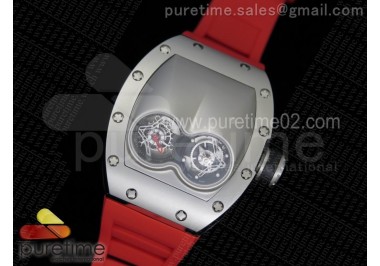 RM053 SS Fake Tourbillon Skeleton Dial on Red Rubber Strap A2824