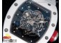 RM055 Real White Ceramic Case KVF Best Edition Skeleton Dial Red on White Rubber Strap MIYOTA8215