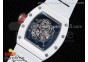 RM055 Real White Ceramic Case KVF Best Edition Skeleton Dial Red on White Rubber Strap MIYOTA8215