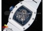 RM055 Real White Ceramic Case KVF Best Edition Skeleton Dial Blue on White Rubber Strap MIYOTA8215