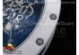 RM055 Real White Ceramic Case KVF Best Edition Skeleton Dial Blue on White Rubber Strap MIYOTA8215