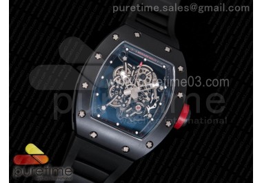 RM055 Real Ceramic Case KVF Best Edition Skeleton Dial Red on Black Rubber Strap MIYOTA8215