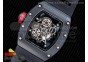 RM055 Real Ceramic Case KVF Best Edition Skeleton Dial Red on Black Rubber Strap MIYOTA8215