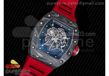 RM055 Forge Carbon Titanium Case KVF Best Edition Skeleton Dial Red on Red Rubber Strap MIYOTA8215