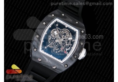 RM055 Forge Carbon Titanium Case KVF Best Edition Skeleton Dial White Inner Bezel on Black Rubber Strap MIYOTA8215