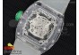 RM056 Transparent Case Green Bezel Skeleton Dial on White Rubber Strap MIYOTA 9015