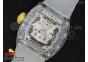 RM056 Transparent Case Yellow Bezel Skeleton Dial on White Rubber Strap MIYOTA 9015