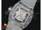 RM056 Transparent Case Black Bezel Skeleton Dial on White Rubber Strap MIYOTA 9015