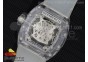 RM056 Transparent Case White Bezel Skeleton Dial on White Rubber Strap MIYOTA 9015