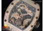 RM057 Dragon-Jackie Chan RG Rose Gold Dragon Dial Diamonds Bezel on Black Rubber Strap A2824