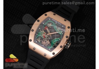 RM057 Dragon-Jackie Chan RG Green Dragon Dial on Black Rubber Strap A2824