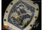 RM057 Dragon-Jackie Chan YG Yellow Gold Dragon Dial Diamonds Bezel on Black Rubber Strap A2824