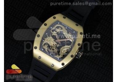 RM057 Dragon-Jackie Chan YG Yellow Gold Dragon Dial on Black Rubber Strap A2824