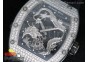 RM057 Dragon-Jackie Chan SS Silver Dragon Dial Diamonds Bezel on Black Rubber Strap A2824