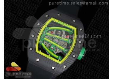 RM 059 Forge Carbon Yellow Inner Bezel Skeleton Dial on Black Rubber Strap 6T51