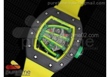 RM 059 Forge Carbon Yellow Inner Bezel Skeleton Dial on Yellow Rubber Strap 6T51