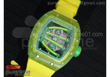 RM 059 Yohan Blake Green Inner Bezel Skeleton Dial on Yellow Rubber Strap 6T51