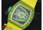 RM 059 Yohan Blake Green Inner Bezel Skeleton Dial on Yellow Rubber Strap 6T51