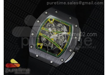 RM061 Black Ceramic Green Inner Bezel Skeleton Dial on Black Rubber Strap MIYOTA8215