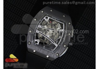 RM061 Black Ceramic White Inner Bezel Skeleton Dial on Black Rubber Strap MIYOTA8215