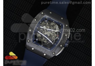 RM061 Black Ceramic Blue Inner Bezel Skeleton Dial on Blue Rubber Strap MIYOTA8215