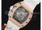 RM061 RG RMF White Inner Bezel Skeleton Dial on White Rubber Strap MIYOTA9015