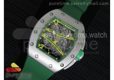 RM061 SS RMF Green Inner Bezel Skeleton Dial on Green Rubber Strap MIYOTA9015