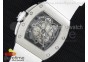 RM061 SS RMF White Inner Bezel Skeleton Dial on White Rubber Strap MIYOTA9015