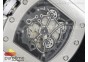 RM061 SS RMF White Inner Bezel Skeleton Dial on White Rubber Strap MIYOTA9015