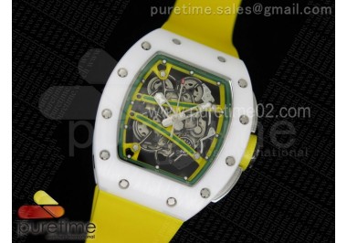 RM061 White Ceramic Yellow Inner Bezel Skeleton Dial on Yellow Rubber Strap MIYOTA8215