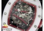 RM061 White Ceramic Red Inner Bezel Skeleton Dial on White Rubber Strap MIYOTA8215