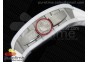 RM061 White Ceramic Red Inner Bezel Skeleton Dial on White Rubber Strap MIYOTA8215