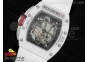 RM061 White Ceramic Red Inner Bezel Skeleton Dial on White Rubber Strap MIYOTA8215