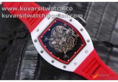 RICHARD MILLE 055 WHITE CERAMIC BEZEL/RED SKELETON DIAL.MIYOTA8215