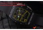 RICHARD MILLE 055 BLACK CERAMIC BEZEL /YELLOW INNER BEZEL SKELETON DIAL.MIYOTA8215