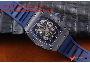 RICHARD MILLE 055 BLACK CERAMIC BEZEL/BLUE INNER BEZEL SKELETON DIAL.MIYOTA8215