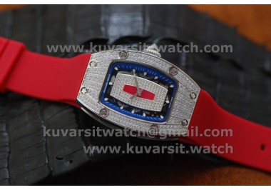 RICHARD MILLE RM007  LADY SS-RED DIAMONDS. RED RUBBER