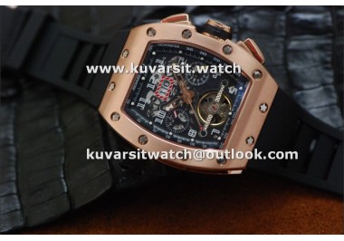 RICHARD MILLE RM011 FELIPE MASSA TOURBILLON  LIMITED EDITION ROSE GOLD/BLACK